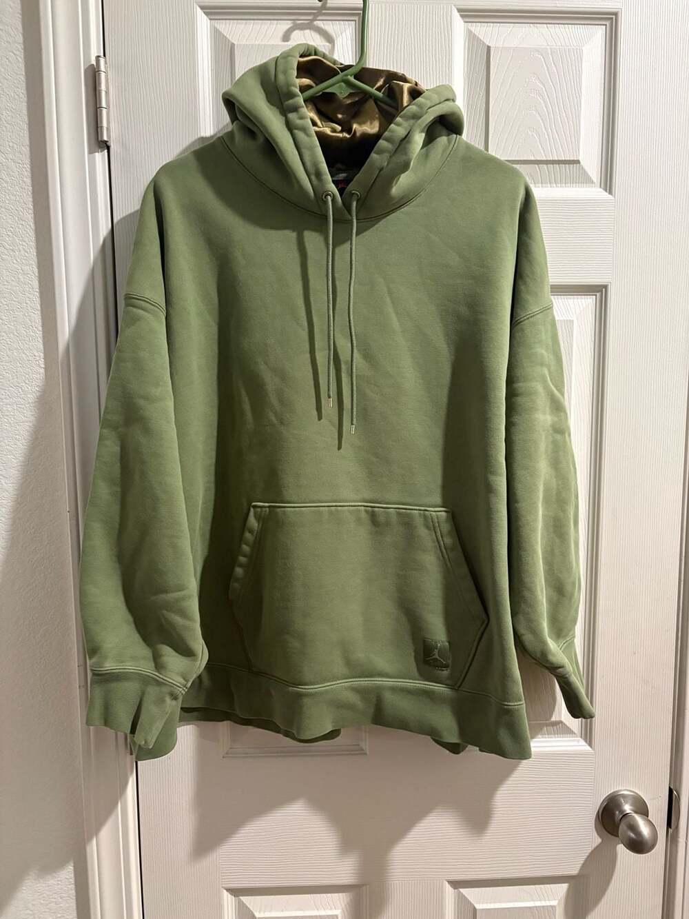Jordan Flight Fleece Pullover Hoodie Size XS Green Oversized Satin Lined
